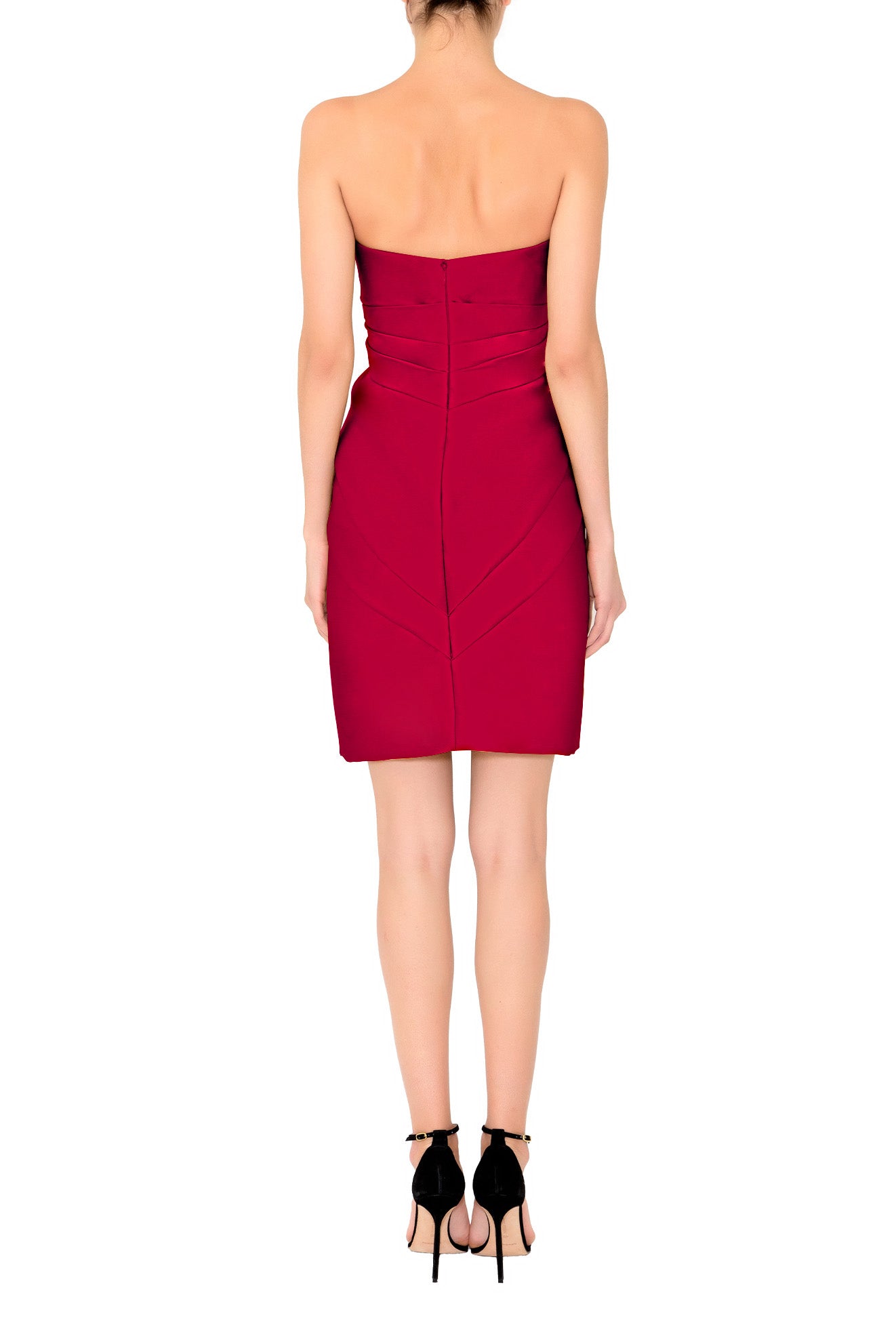 STRAPLESS SWEETHEART NECKLINE DRAPED SHORT DRESS