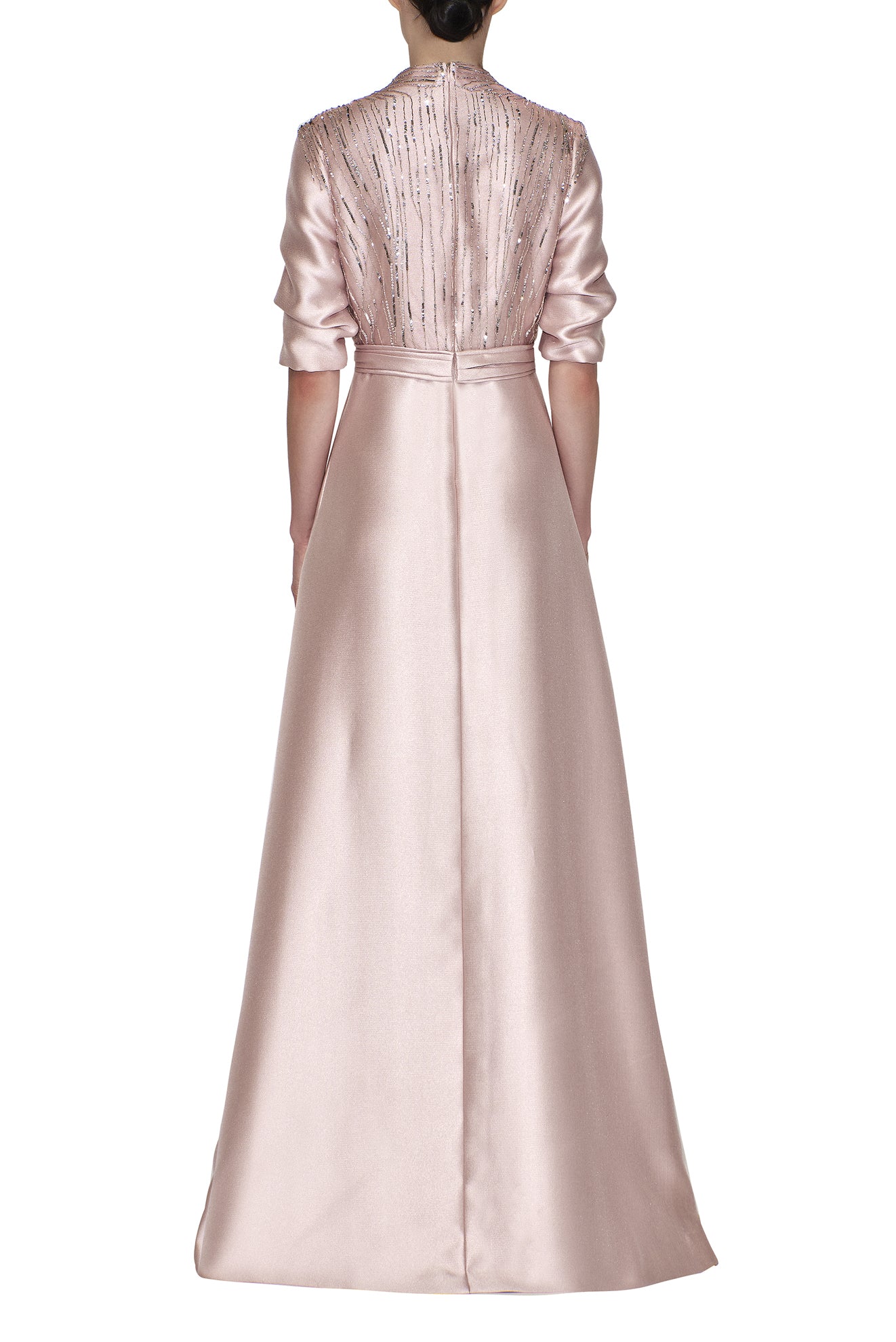 V-NECK CAFTAN WITH EMBROIDERED BUST