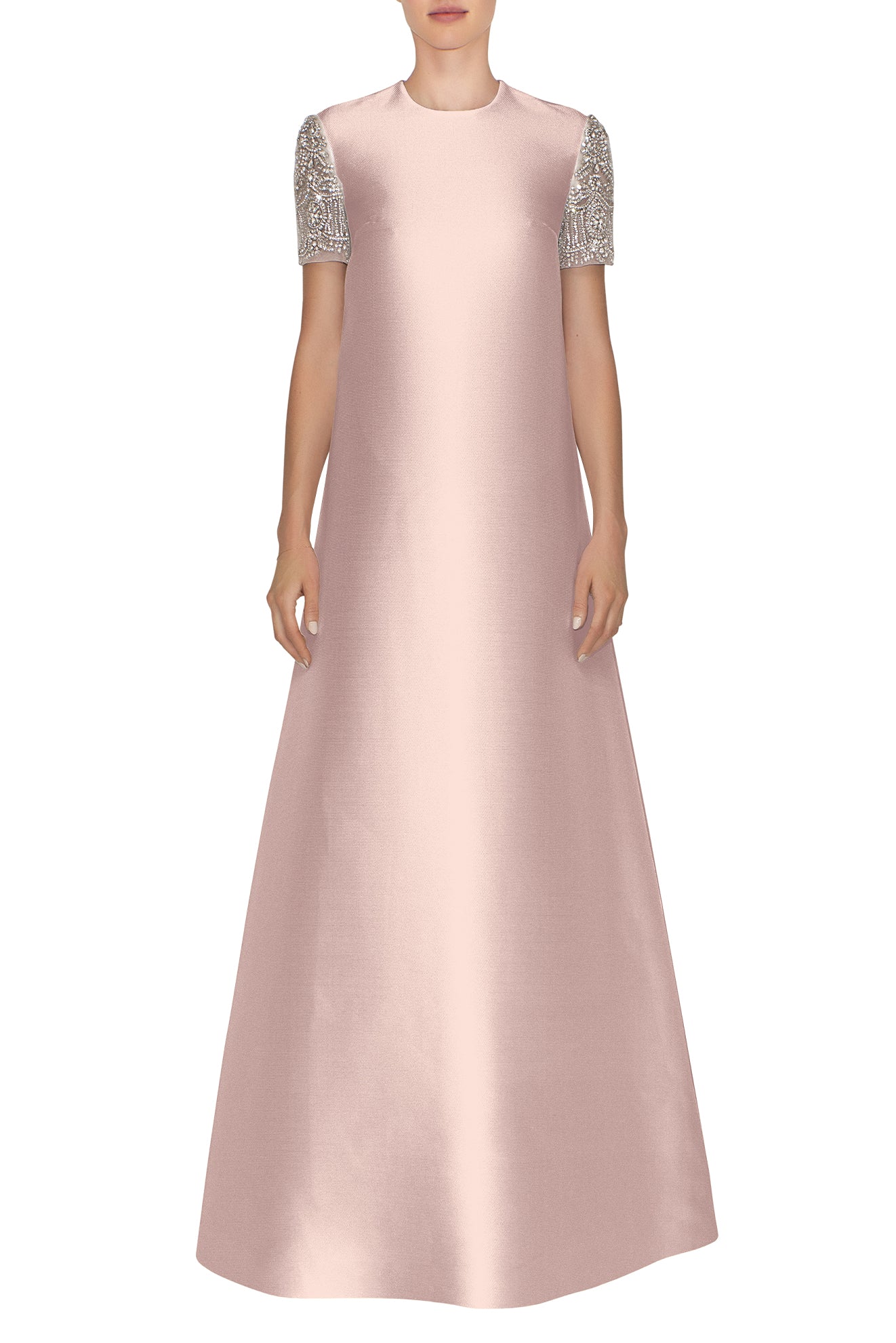 SHORT EMBROIDERED CAP SLEEVE A-LINE DRESS