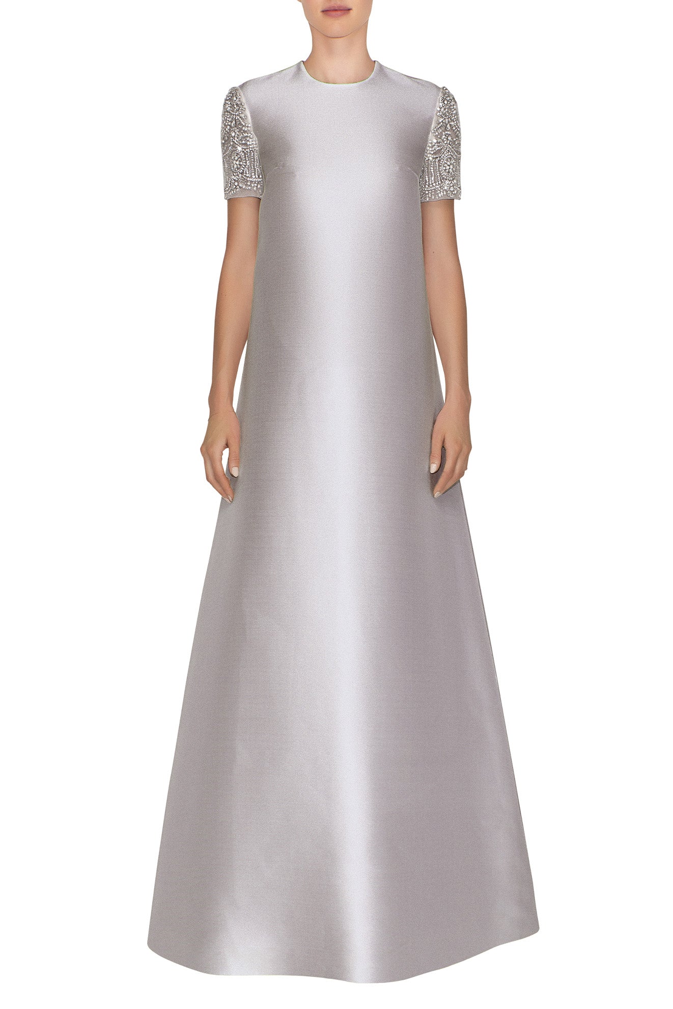 SHORT EMBROIDERED CAP SLEEVE A-LINE DRESS