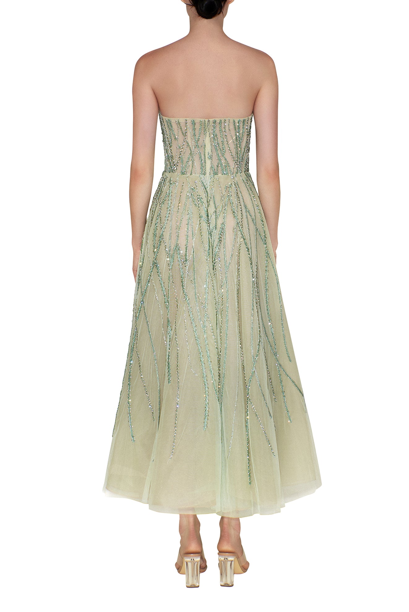 STRAPLESS COCKTAIL DRESS WITH ALL OVER EMBROIDERY