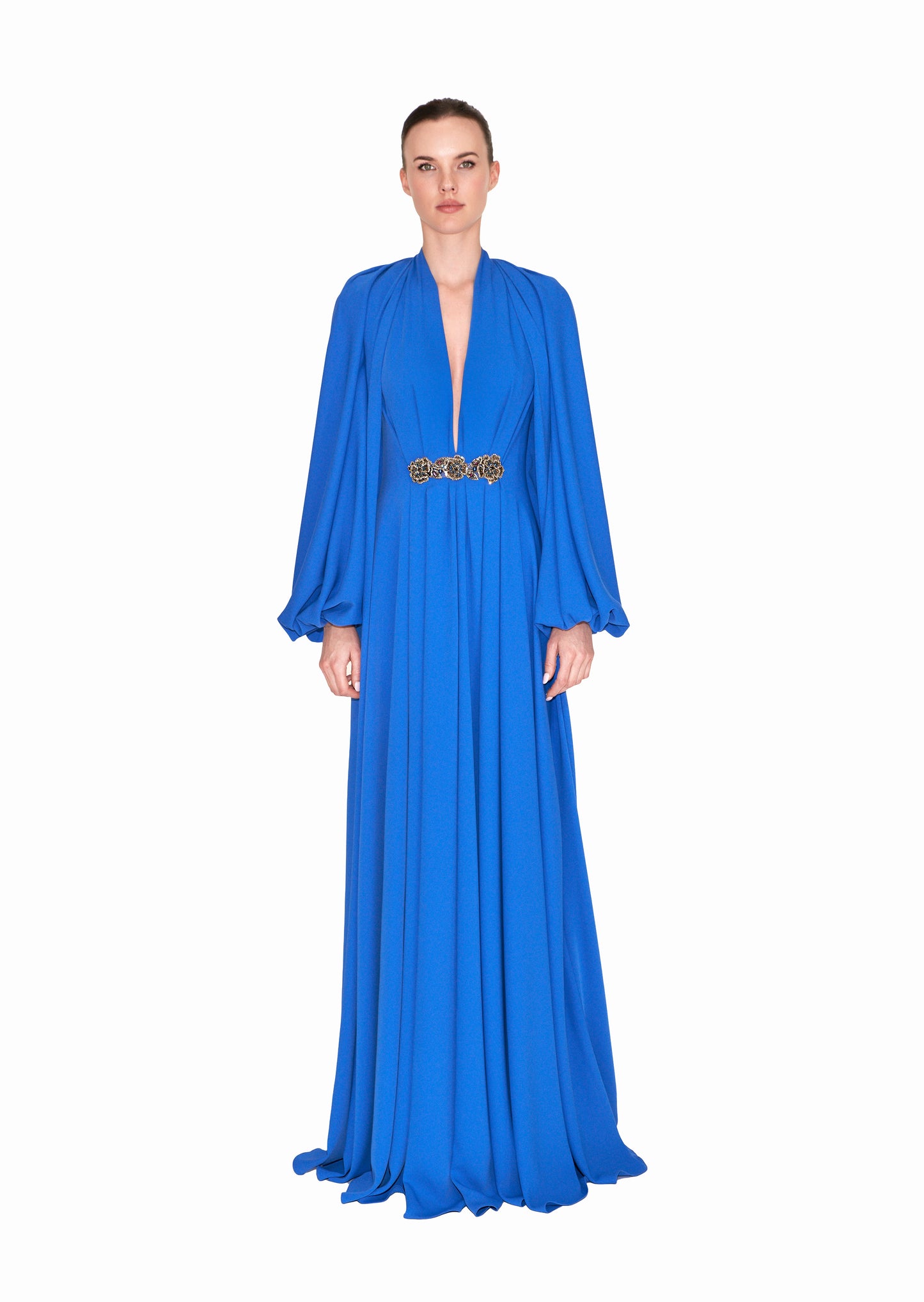 CREPE GOWN WITH BISHOP SLEEVES | FINAL SALE
