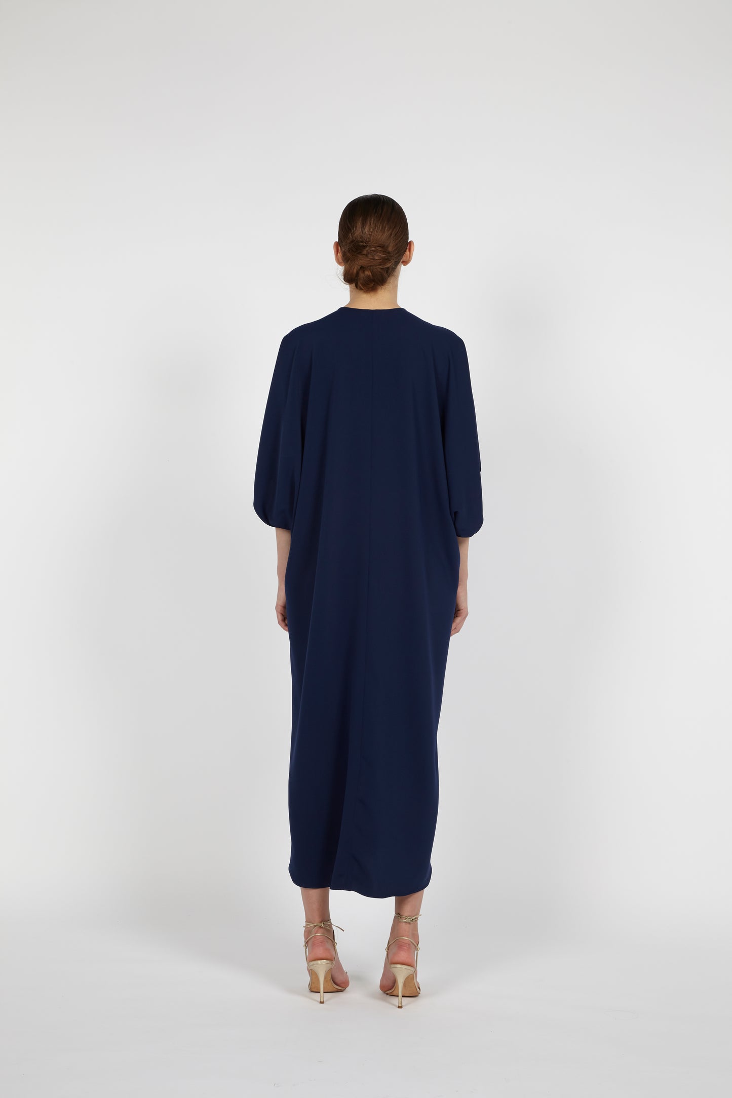 MIDI CREPE KAFTAN W/ EMBROIDERED DETAIL