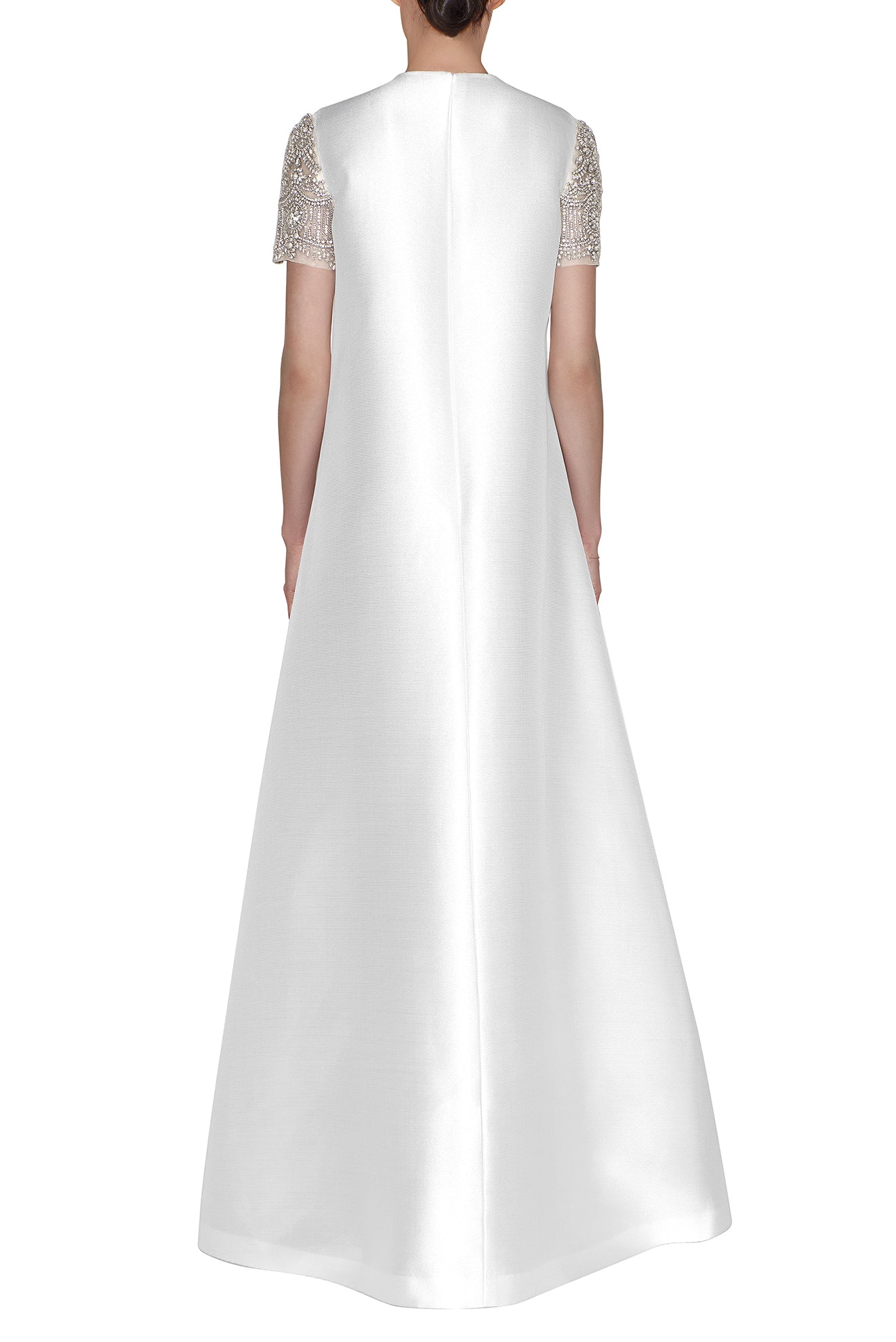 SHORT EMBROIDERED CAP SLEEVE A-LINE DRESS