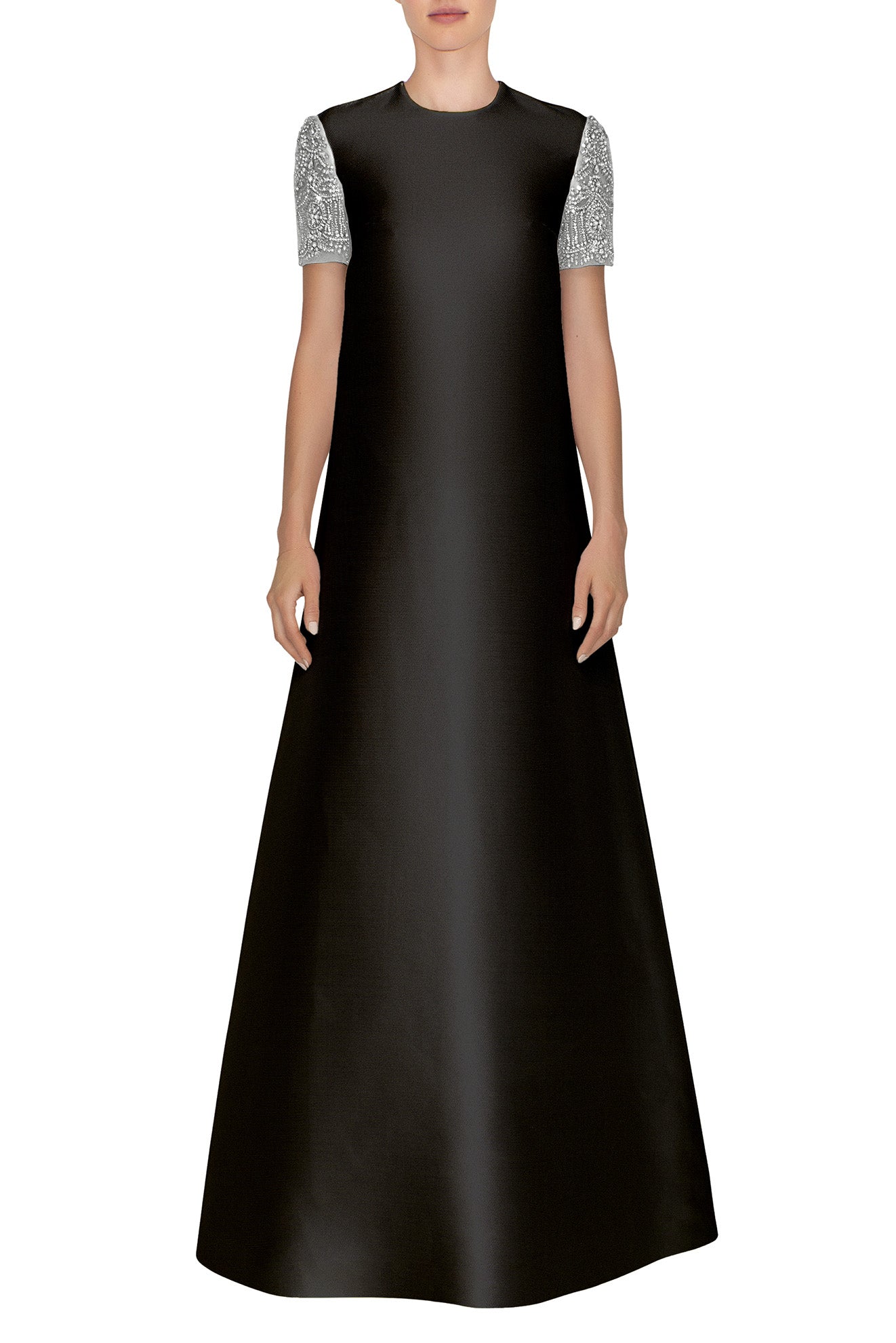 SHORT EMBROIDERED CAP SLEEVE A-LINE DRESS