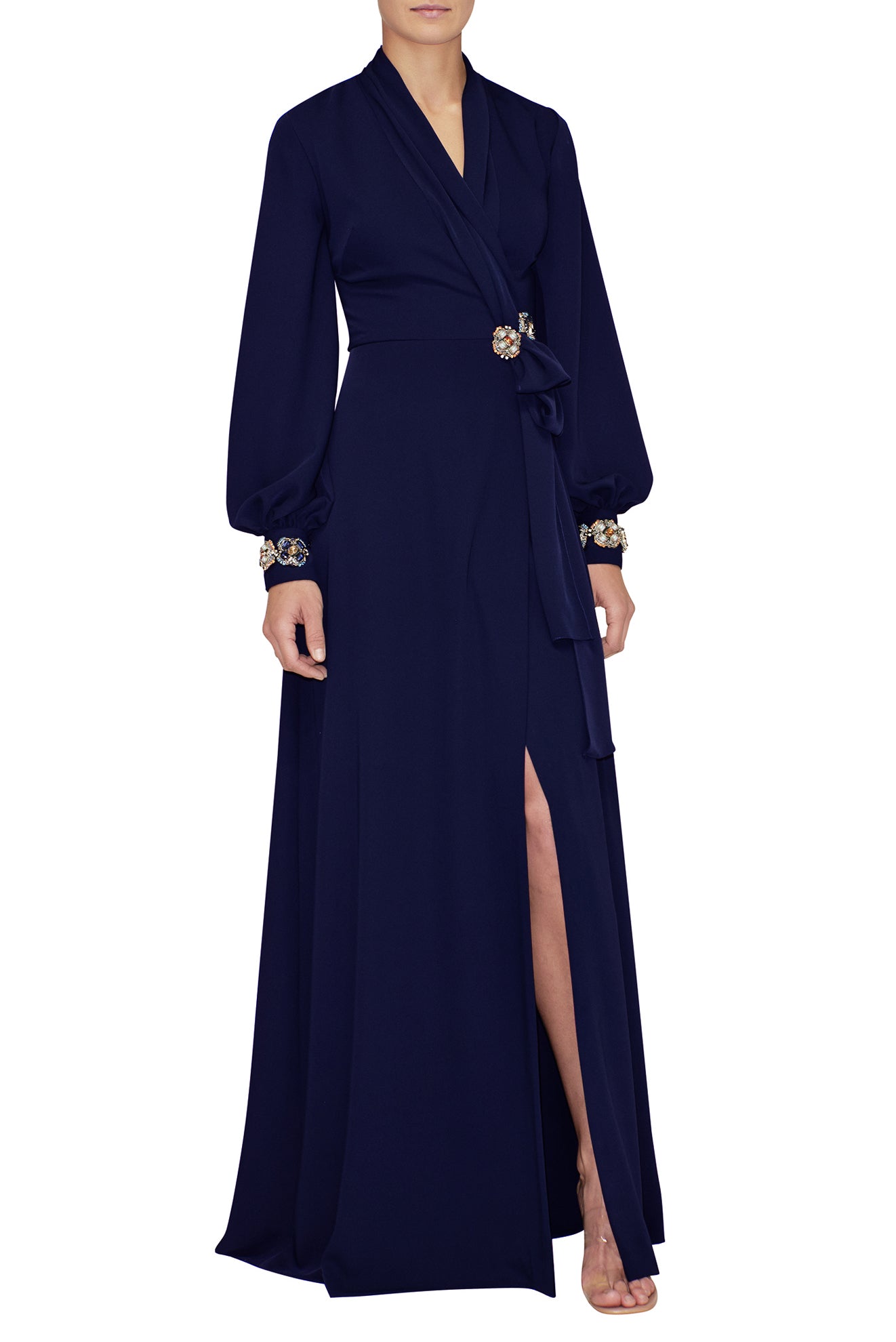Blouson sleeve deals wrap dress