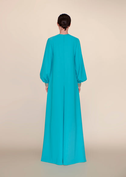 WIDE-LEG CREPE JUMPSUIT WITH BEADED CUFFS | FINAL SALE