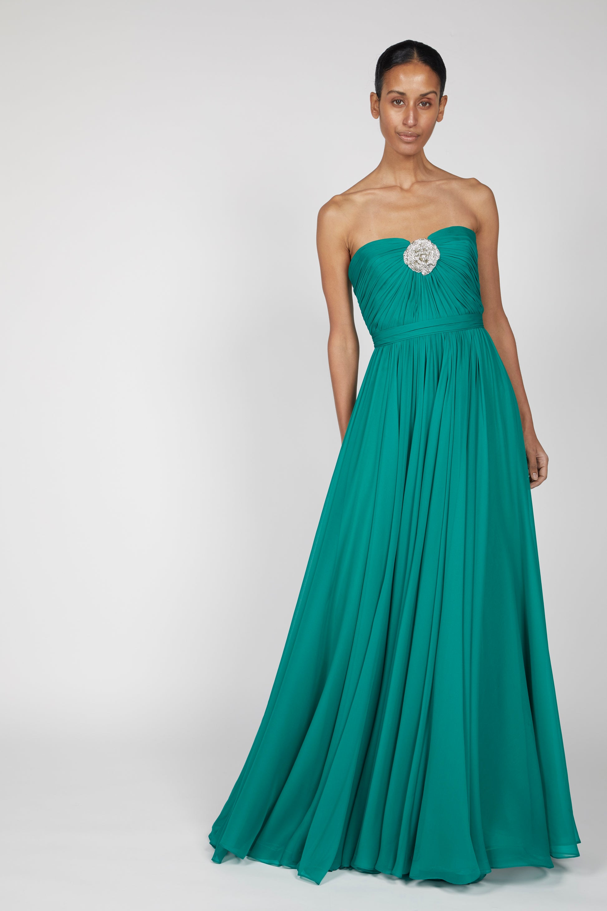 SILK CHIFFON A-LINE GOWN (PRE-ORDER 12 WEEKS DELIVERY) ReemAcra SILK CHIFFON A-LINE GOWN (PRE-ORDER 12 WEEKS DELIVERY) ReemAcra