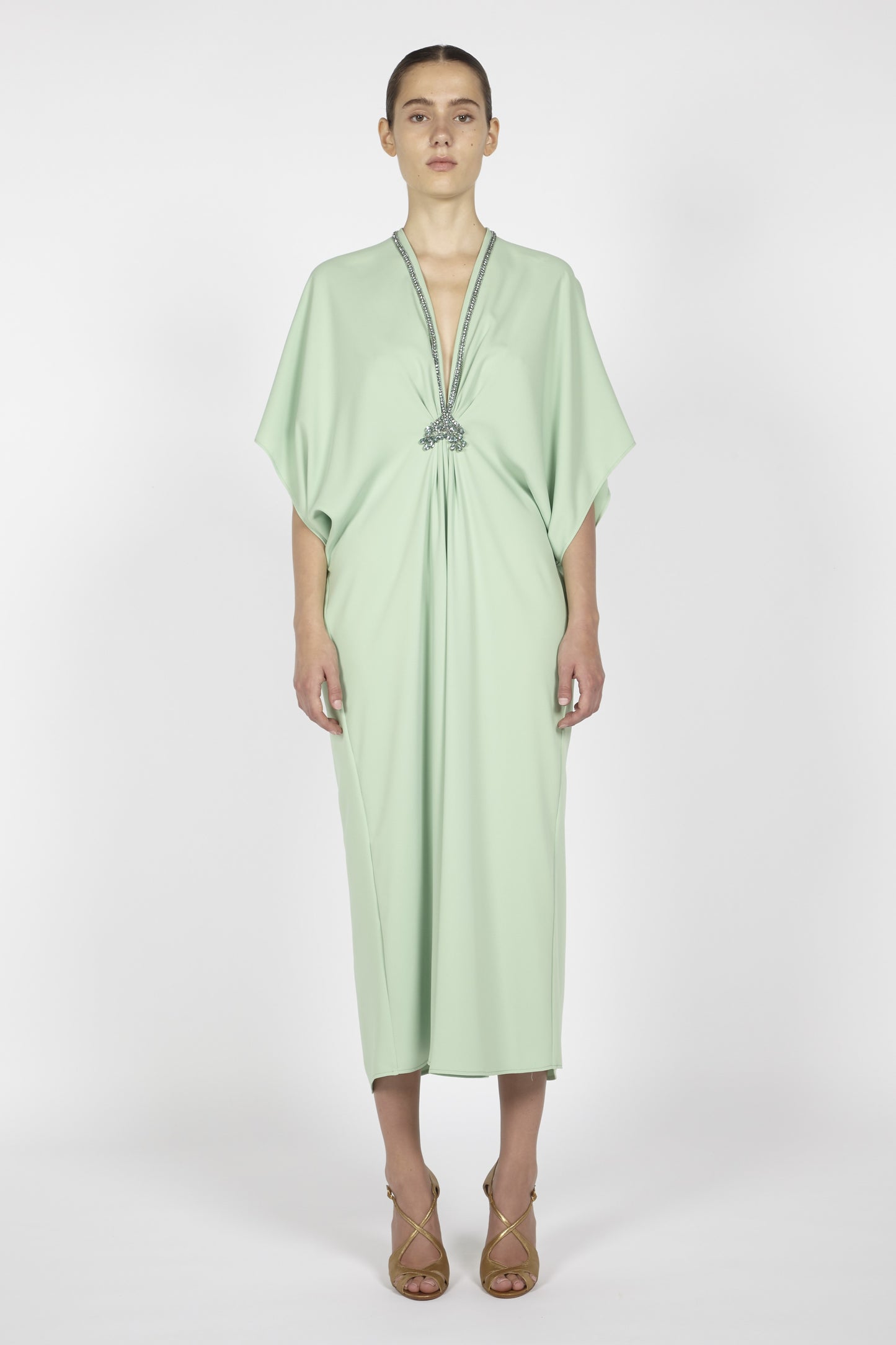 CREPE KAFTAN WITH EMBROIDERED DETAIL