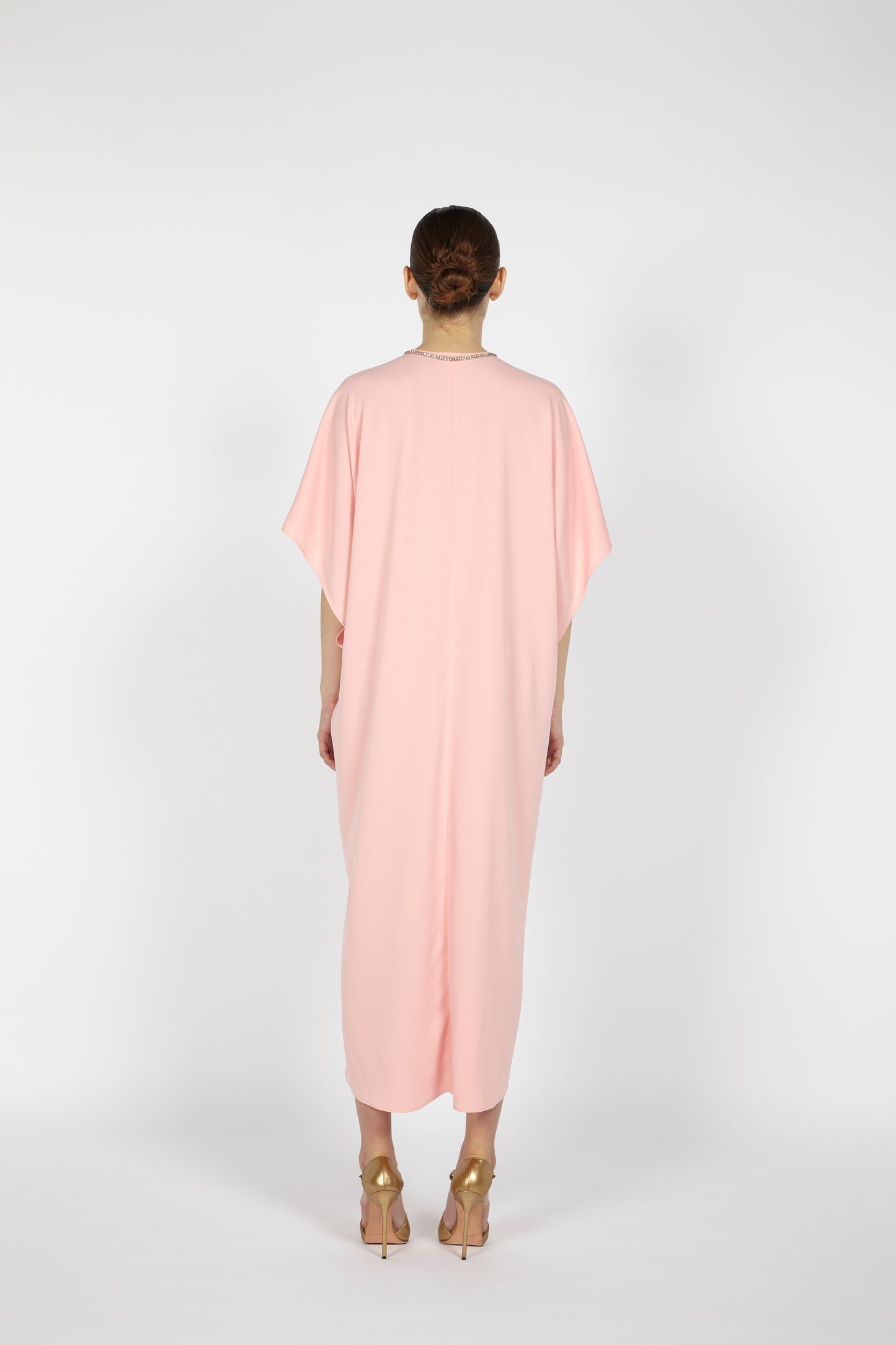 CREPE KAFTAN WITH EMBROIDERED DETAIL