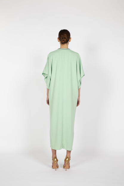 CREPE KAFTAN WITH EMBROIDERED DETAIL