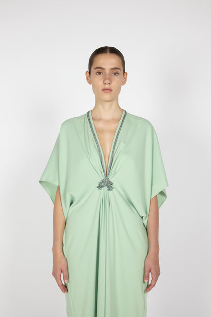 CREPE KAFTAN WITH EMBROIDERED DETAIL